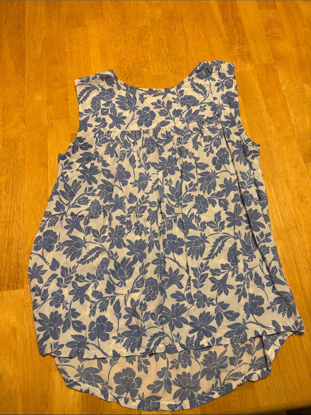 LOFT Blue and White Floral Sleeveless Tank